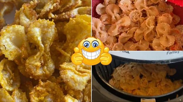 Adeus, salgadinho industrial: salgadinho caseiro de macarrão na airfryer é mais que crocante e as crianças vão amar!