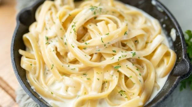 Macarrão Alfredo impecável: receita fácil, da minha avó com um molho com queijo saboroso